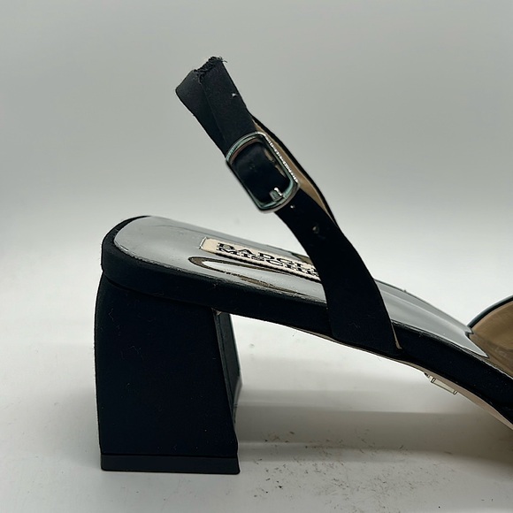 Badgley Mischka NIB “Emmie” Black Satin Crystal Buckle Slingback Sandals *Sz 9* - Picture 7 of 9